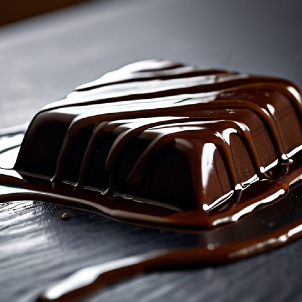 식품물리학 원리 - Chocolate Melting**

"Close-up shot of a piece of rich, dark chocolate melting smoothly, fully cloth...
