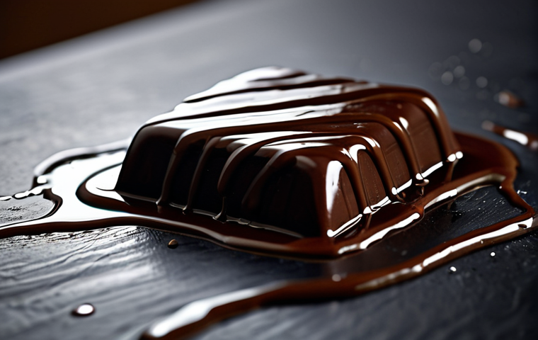 식품물리학 원리 - Chocolate Melting**

"Close-up shot of a piece of rich, dark chocolate melting smoothly, fully cloth...