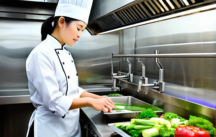 식품 위생 관리 법규 - **HACCP in a Vibrant Japanese Cafe Kitchen**
    "A clean, brightly lit, modern Japanese cafe kitche...