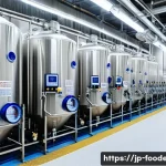 저온살균법과 고온살균법 - A detailed cross-sectional illustration of a modern dairy processing plant focusing on low-temperatu...