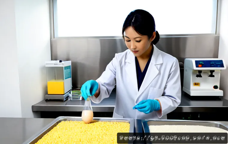 식품 알레르기 유발물질 분석 - Photorealistic food allergy analysis scene in a modern Japanese laboratory, female food scientist we...